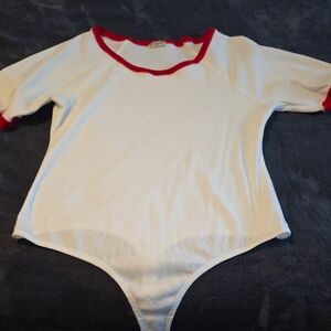 FP Movement by Free People White and Red Bodysuit